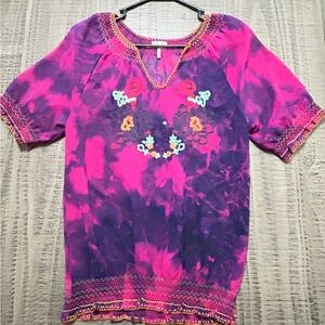 I.C.U. Vibrant Tie-Dye Pink and Purple Top